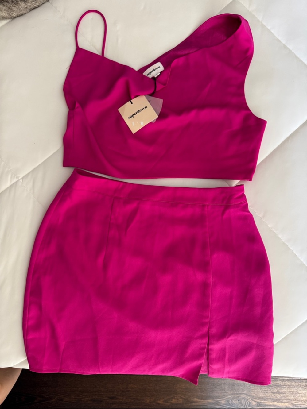 superdown Fuchsia Crop Top & Mini Skirt Set